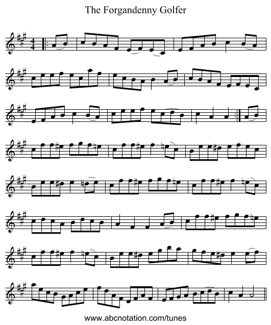 The Forgandenny Golfer - staff notation