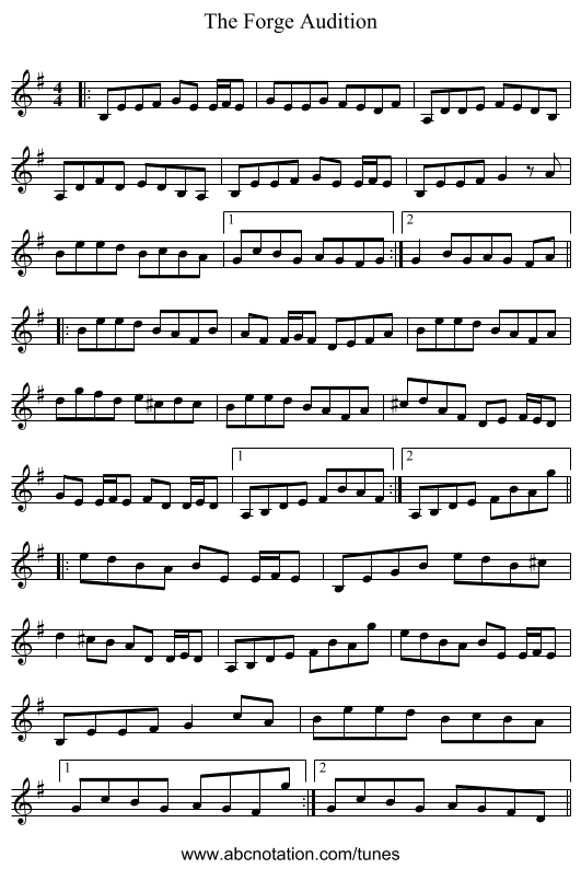 The Forge Audition - staff notation