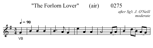 The Forlorn Lover       (air)        0275 - staff notation