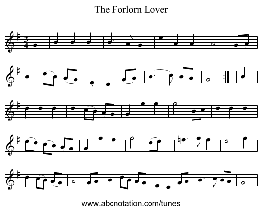 The Forlorn Lover - staff notation