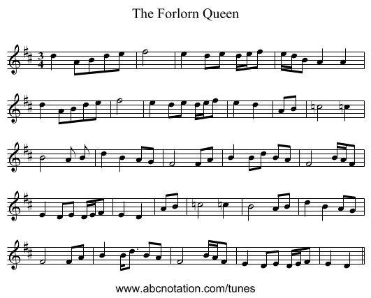 The Forlorn Queen - staff notation