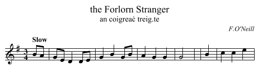 the Forlorn Stranger - staff notation