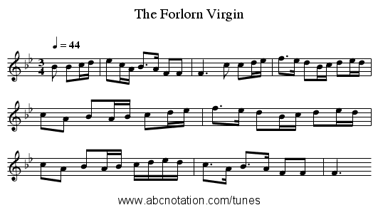 The Forlorn Virgin - staff notation