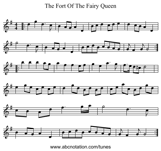 The Fort Of The Fairy Queen - staff notation