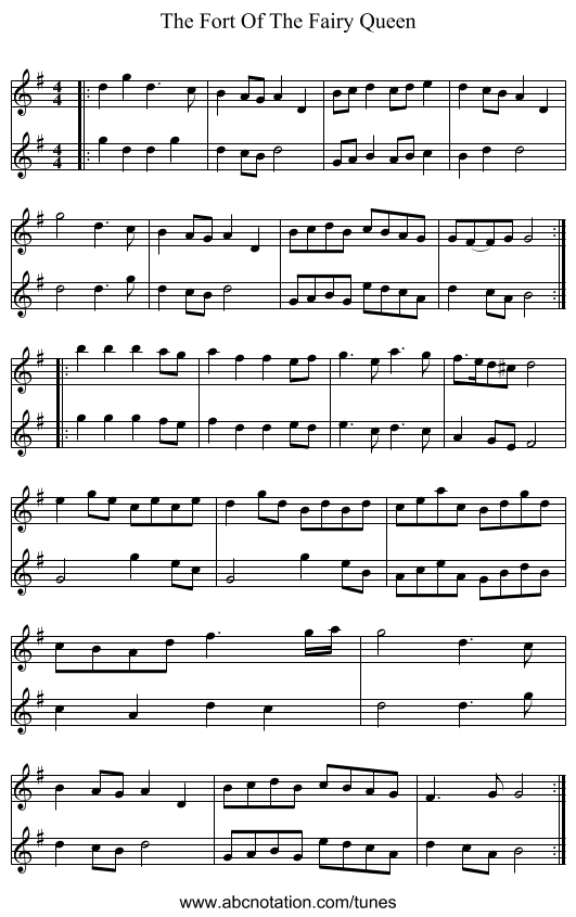 The Fort Of The Fairy Queen - staff notation