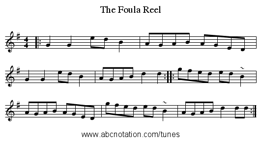 The Foula Reel - staff notation