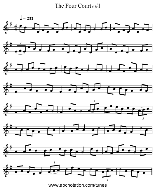 The Four Courts #1 - staff notation