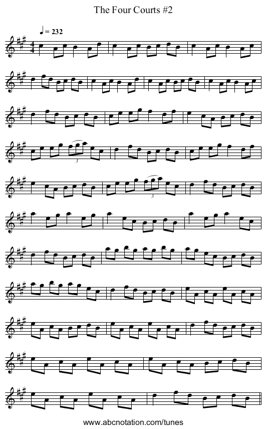The Four Courts #2 - staff notation
