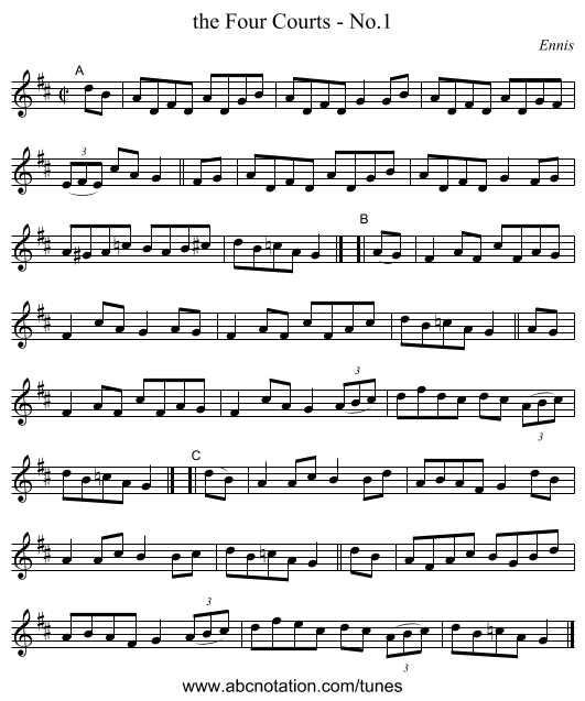 the Four Courts - No.1 - staff notation