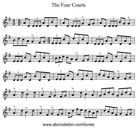 The Four Courts - staff notation