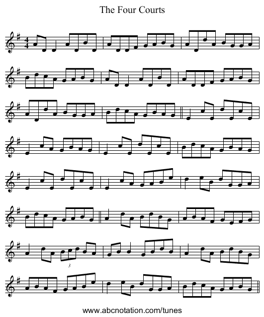 The Four Courts - staff notation