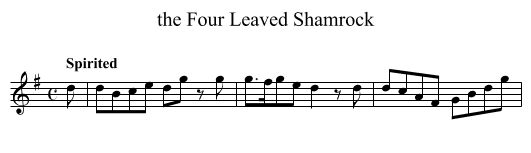 the Four Leaved Shamrock - staff notation