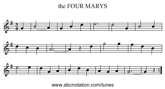 the FOUR MARYS - staff notation