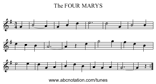 The FOUR MARYS - staff notation