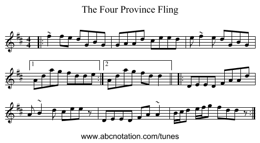 The Four Province Fling - staff notation