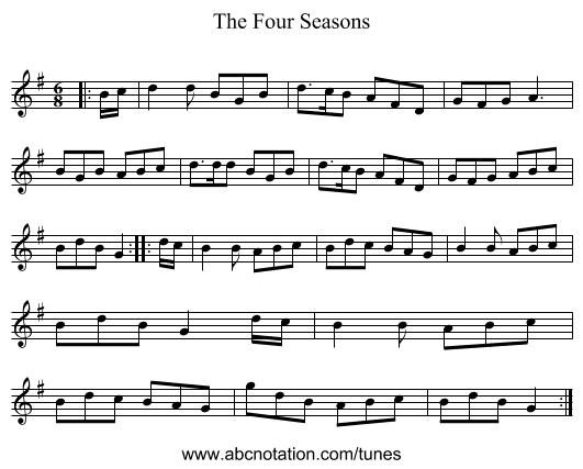 The Four Seasons - staff notation