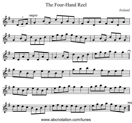 The Four-Hand Reel - staff notation