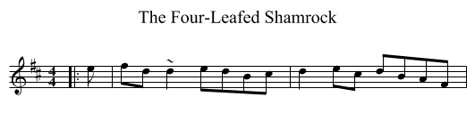 The Four-Leafed Shamrock - staff notation