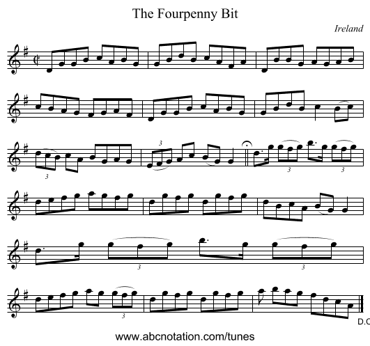 The Fourpenny Bit - staff notation