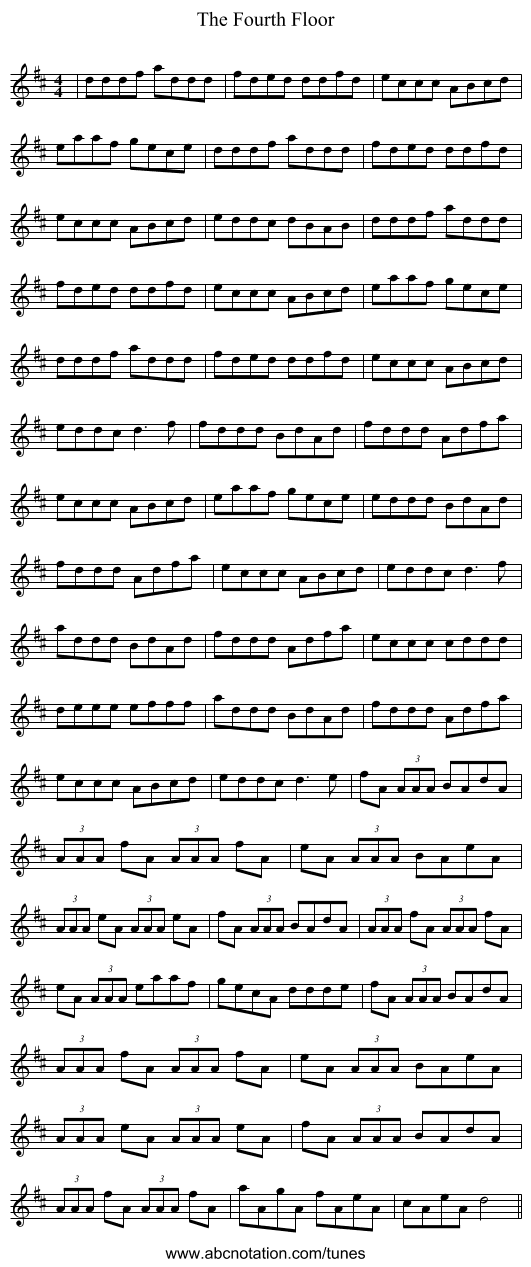 The Fourth Floor - staff notation