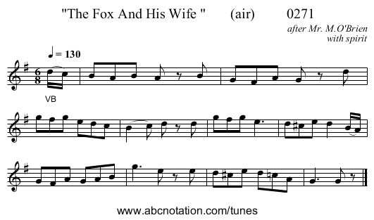 The Fox And His Wife (air) 0271 - staff notation