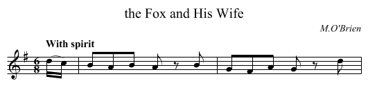 the Fox and His Wife - staff notation