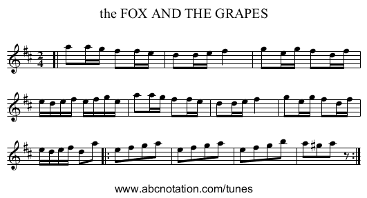 the FOX AND THE GRAPES - staff notation