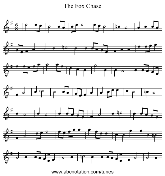 The Fox Chase - staff notation