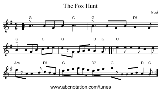 The Fox Hunt - staff notation