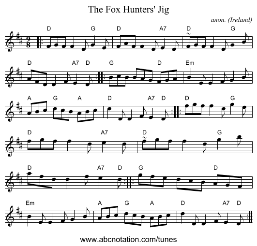 The Fox Hunters' Jig - staff notation