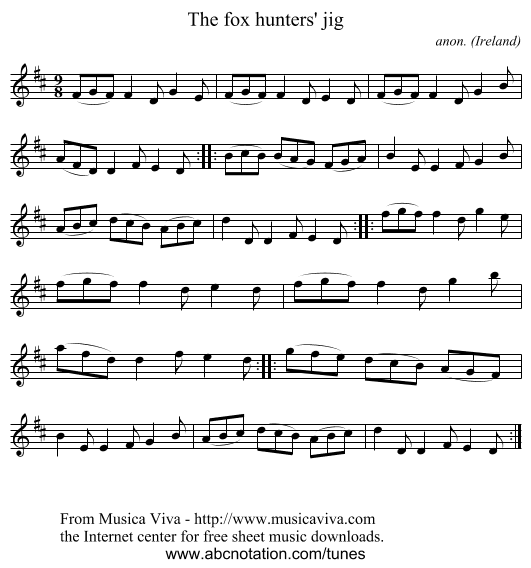 The fox hunters' jig - staff notation