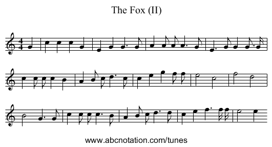 The Fox (II) - staff notation
