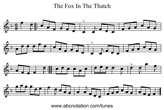 The Fox In The Thatch - staff notation