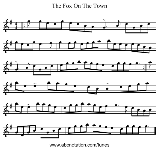 The Fox On The Town - staff notation