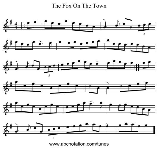 The Fox On The Town - staff notation