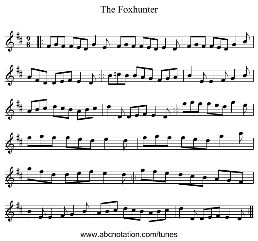 The Foxhunter - staff notation