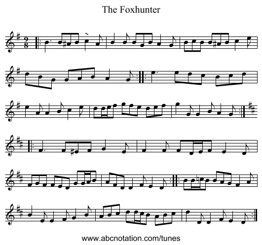 The Foxhunter - staff notation