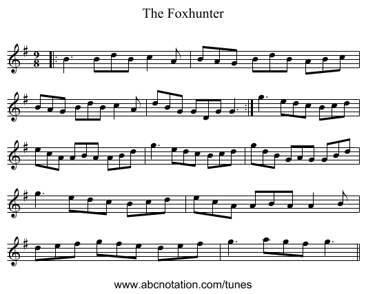 The Foxhunter - staff notation