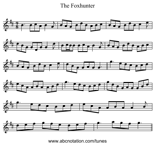 The Foxhunter - staff notation