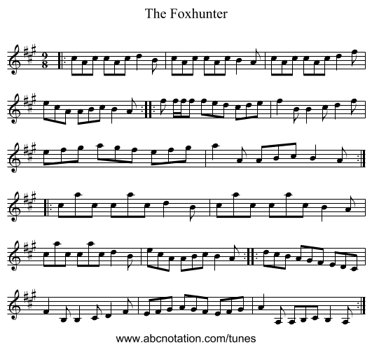 The Foxhunter - staff notation