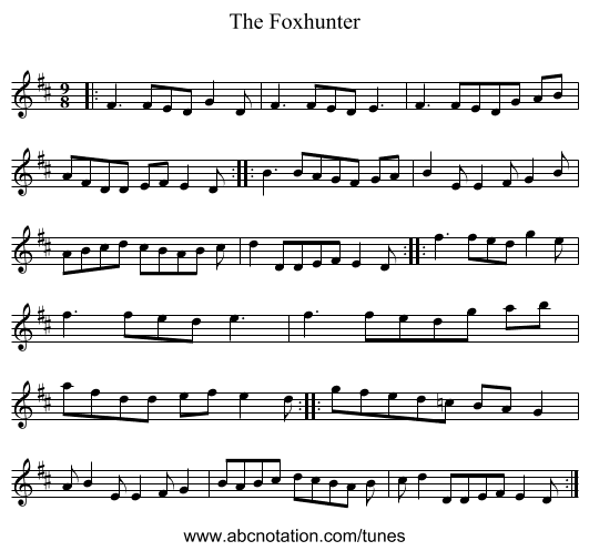 The Foxhunter - staff notation