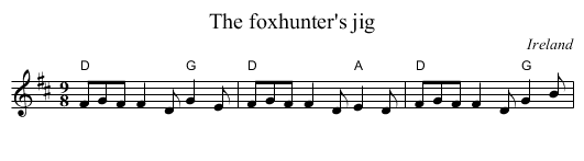 The foxhunter's jig - staff notation