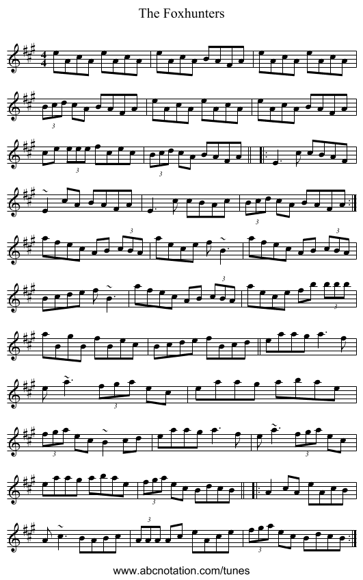 The Foxhunters - staff notation