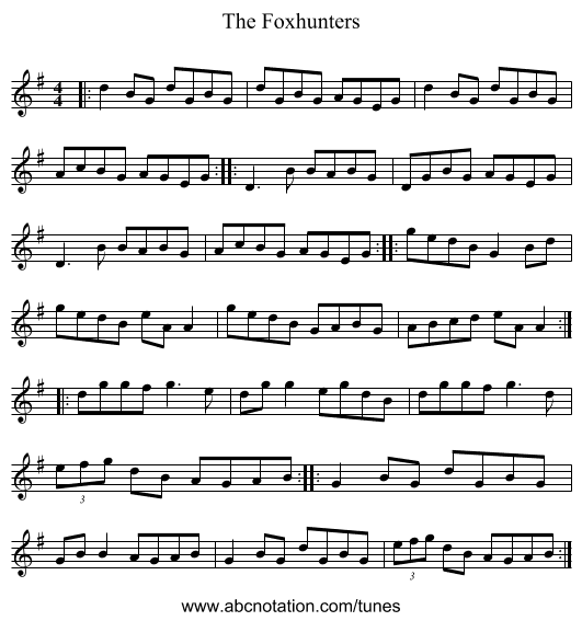 The Foxhunters - staff notation