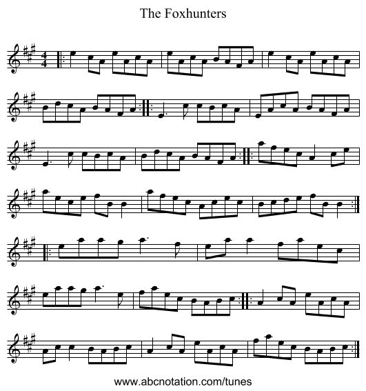 The Foxhunters - staff notation