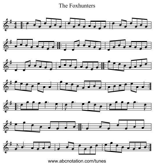 The Foxhunters - staff notation