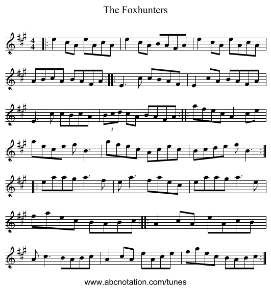 The Foxhunters - staff notation