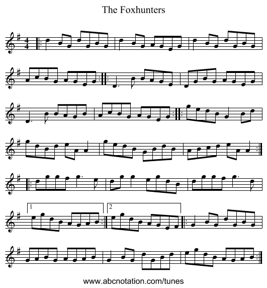The Foxhunters - staff notation