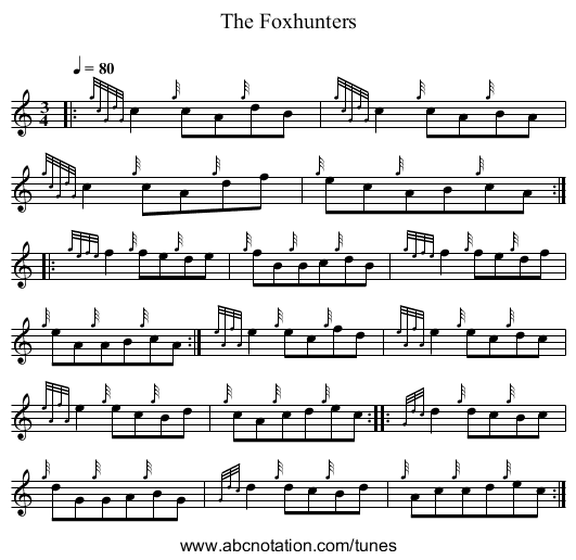 The Foxhunters - staff notation