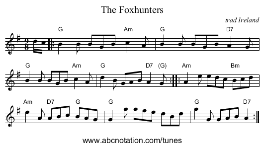 The Foxhunters - staff notation